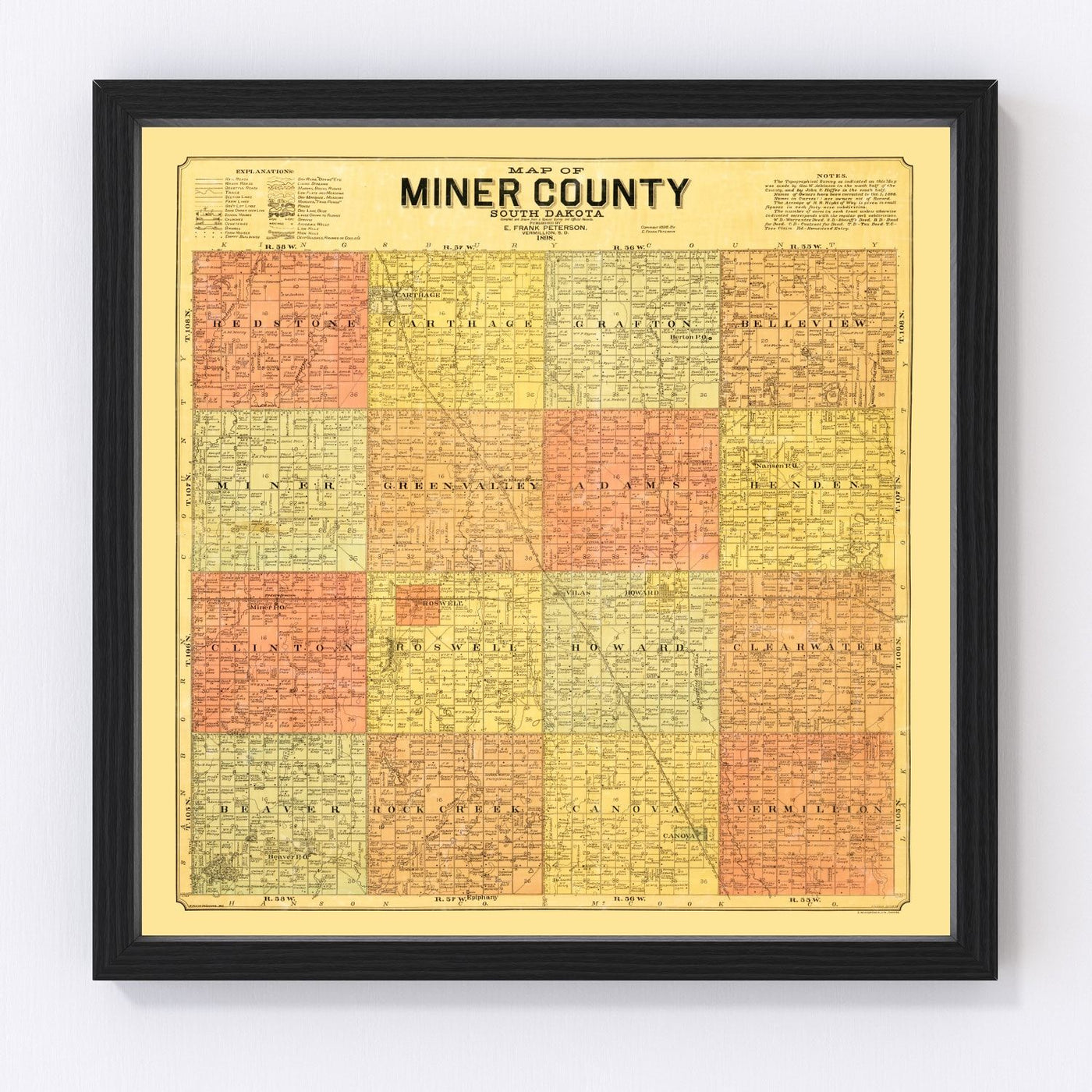 Miner County Vintage Map 1898