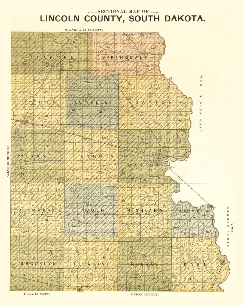 Size comparison using Vintage Map of Lincoln County, South Dakota 1900