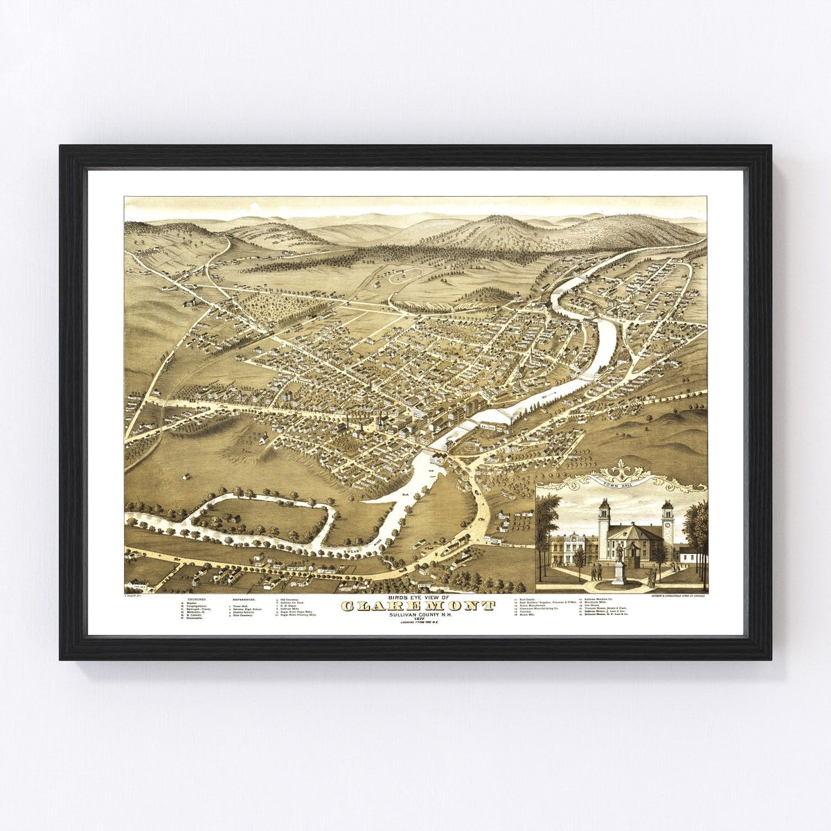 Claremont Vintage Map 1877