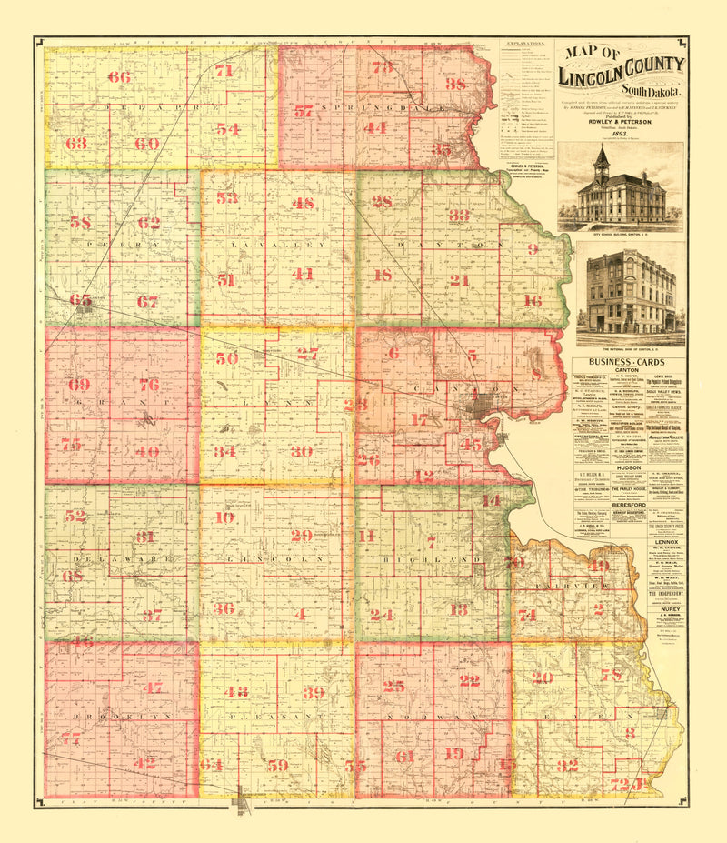Size comparison using Vintage Map of Lincoln County, South Dakota 1892