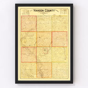Hanson County Vintage Map 1893