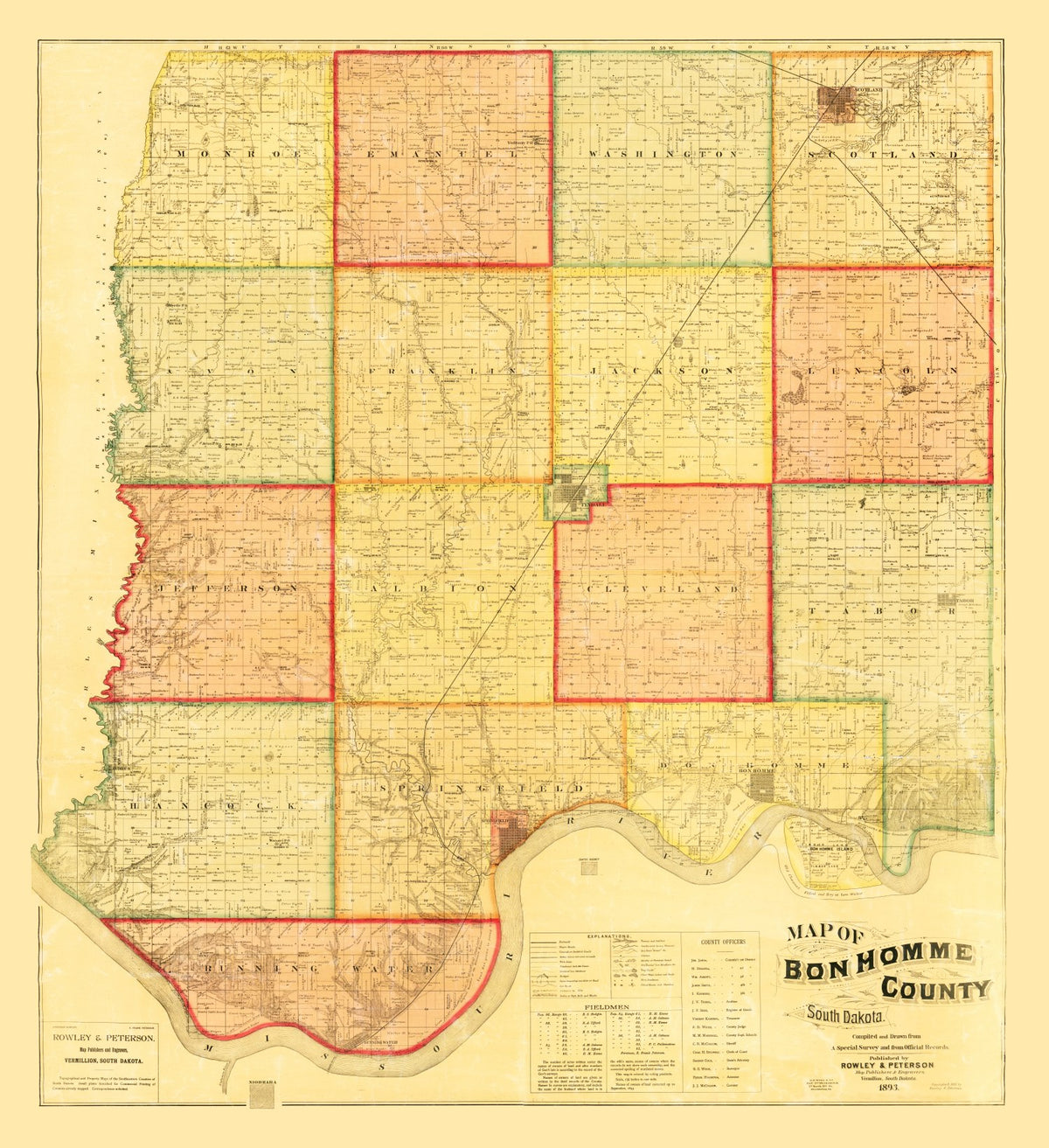 Preview of Vintage Map of Bon Homme County, South Dakota 1893