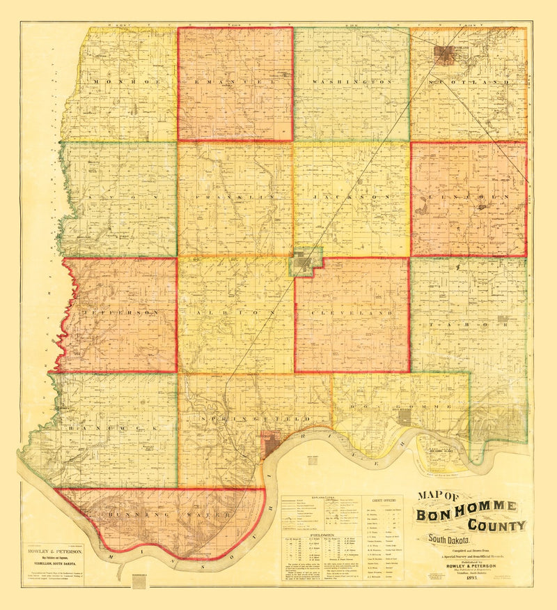 Size comparison using Vintage Map of Bon Homme County, South Dakota 1893