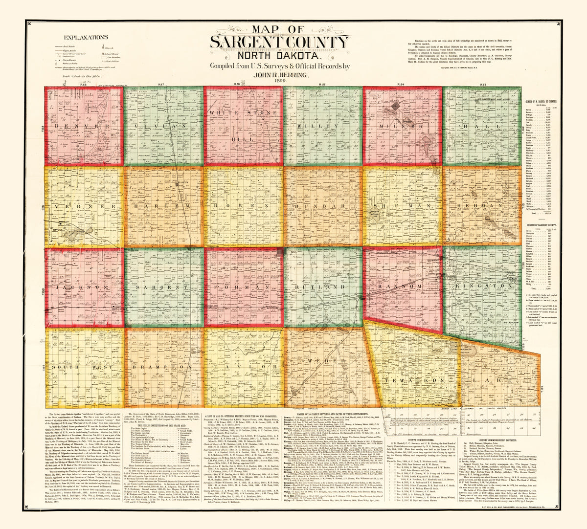 Preview of Vintage Map of Sargent County, North Dakota 1899