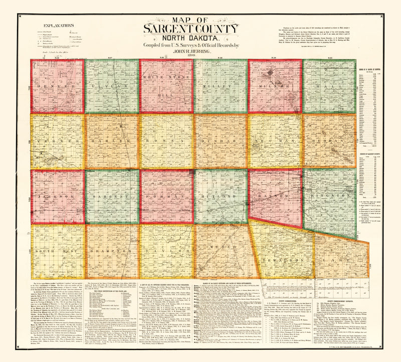 Size comparison using Vintage Map of Sargent County, North Dakota 1899