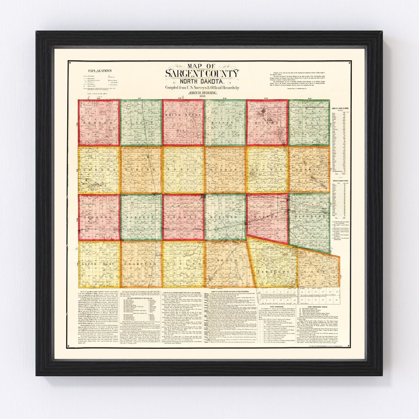 Sargent County Vintage Map 1899