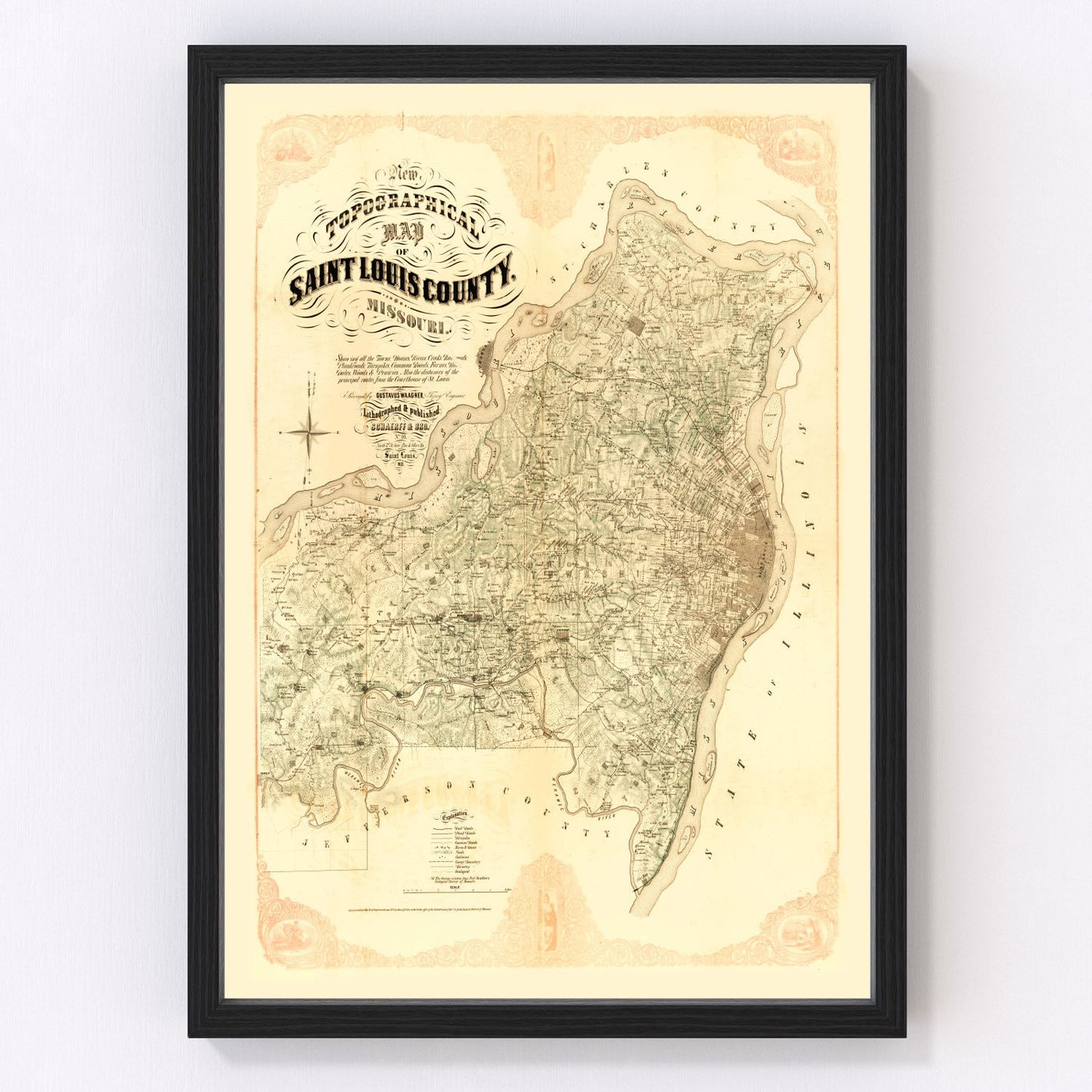 Saint Louis County Vintage Map 1857
