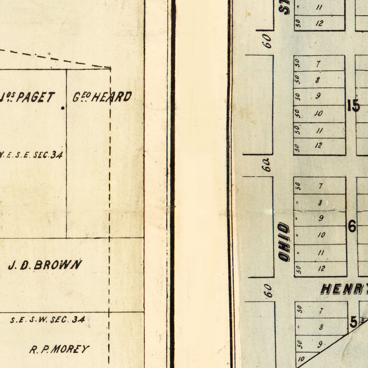 Restored historic details from the 1872 county map of Pettis County, Missouri