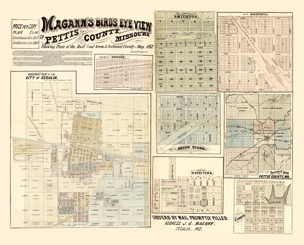 Preview of Vintage Map of Pettis County, Missouri 1872