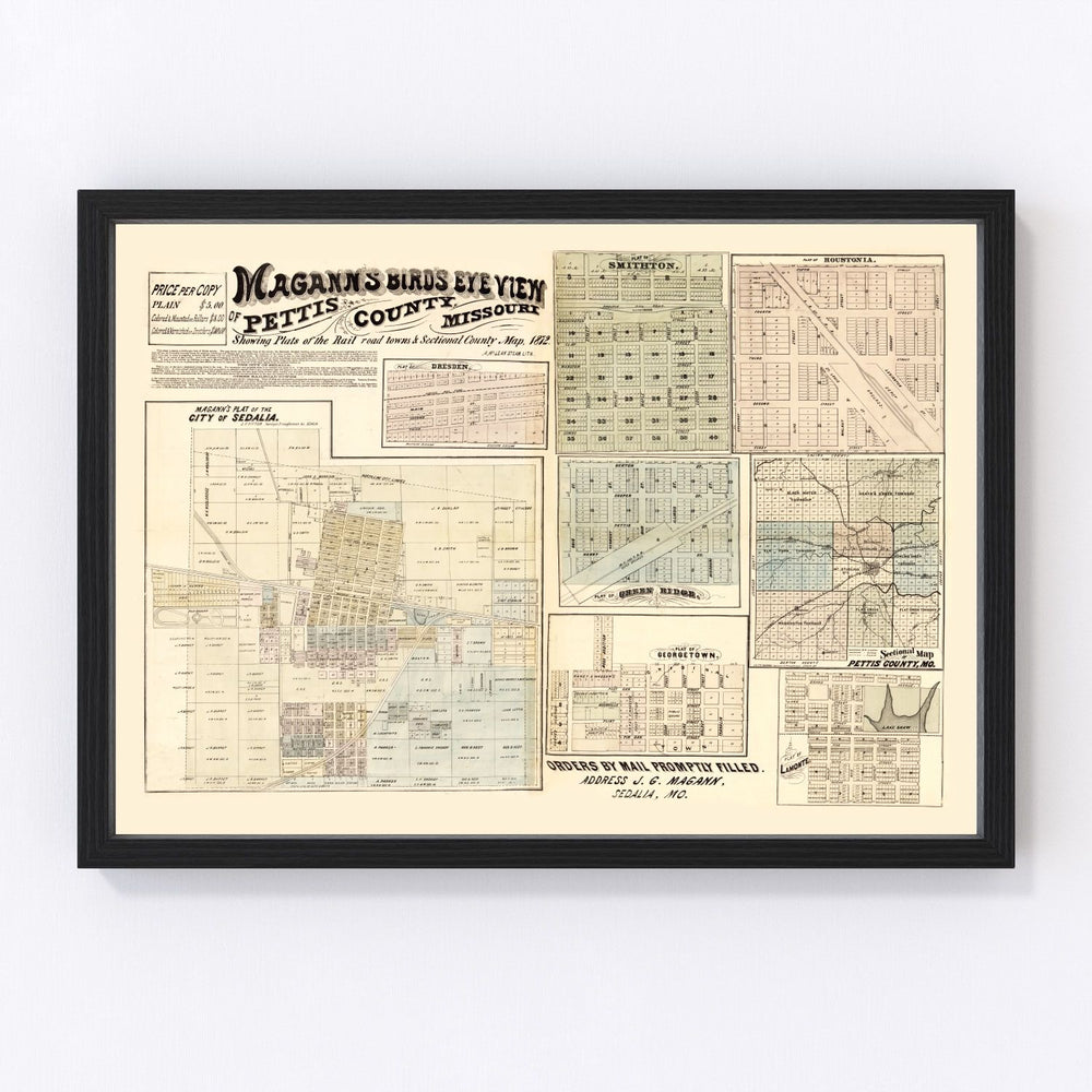 Pettis County Vintage Map 1872