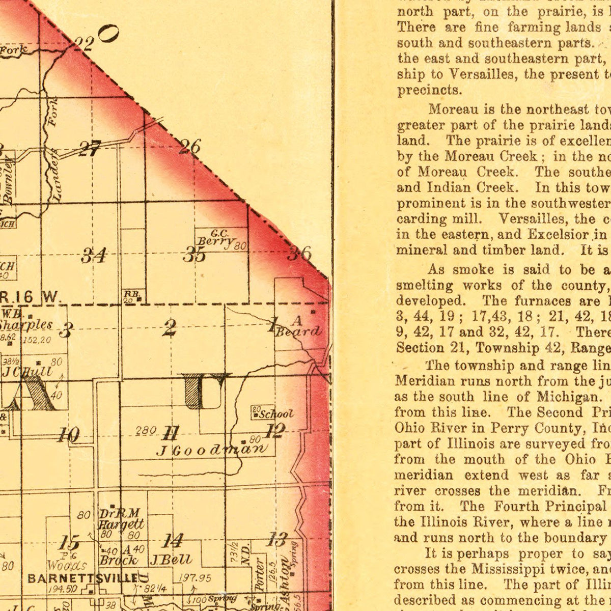 Restored historic details from the 1880 county map of Morgan County, Missouri