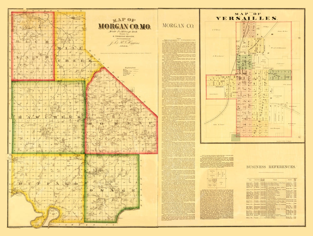Vintage Map of Morgan County, Missouri 1880 print style example
