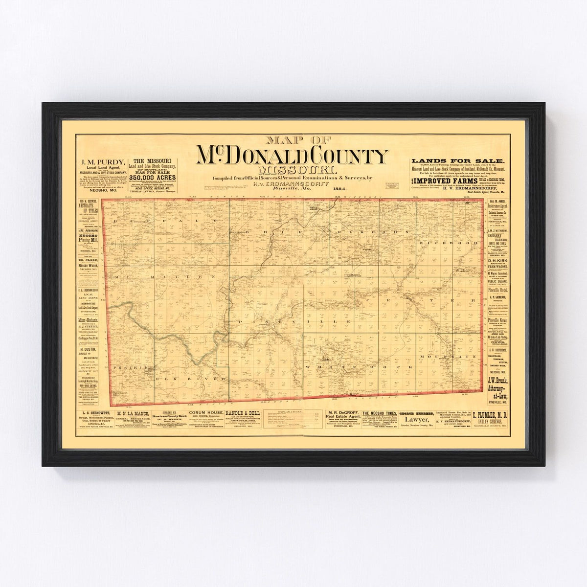 McDonald County Vintage Map 1884