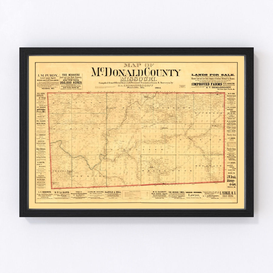 McDonald County Vintage Map 1884