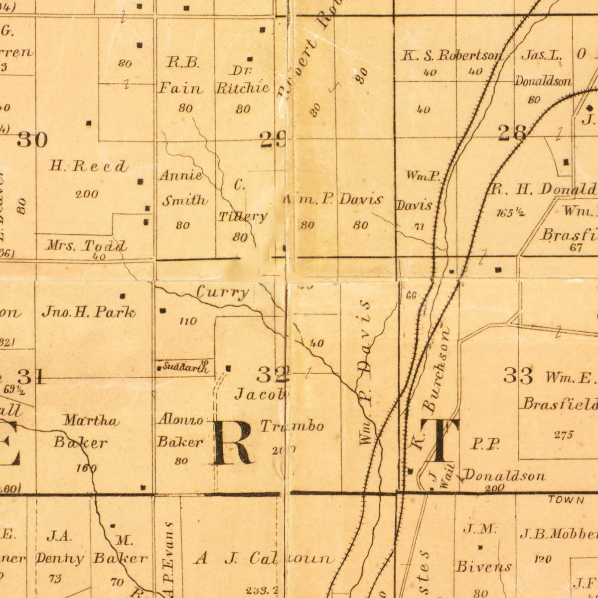 Restored historic details from the 1887 county map of Clay County, Missouri