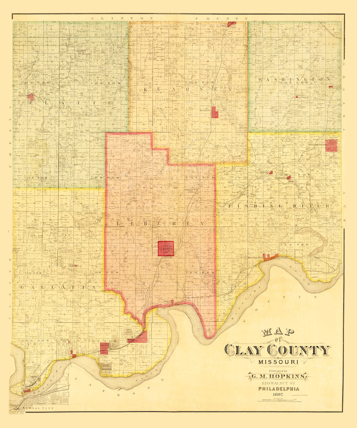 Preview of Vintage Map of Clay County, Missouri 1887