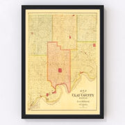 Clay County Vintage Map 1887