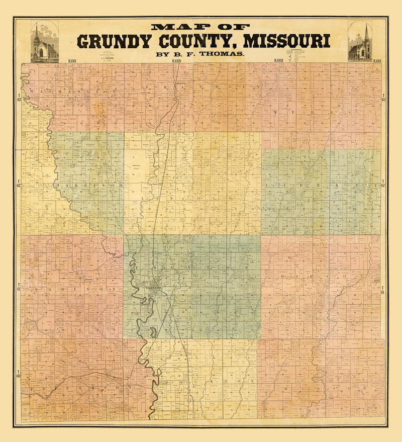 Size comparison using Vintage Map of Gundy County, Missouri 1890