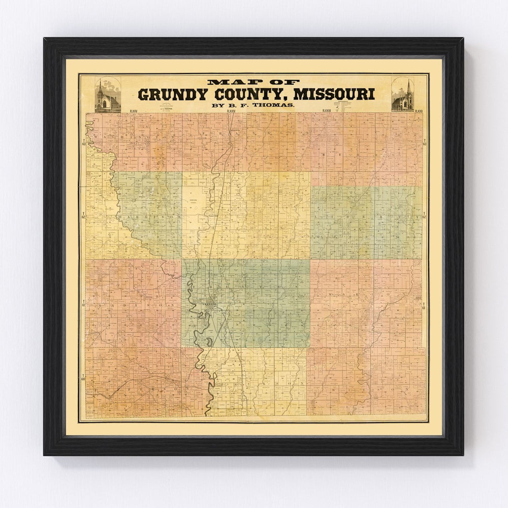 Gundy County Vintage Map 1890