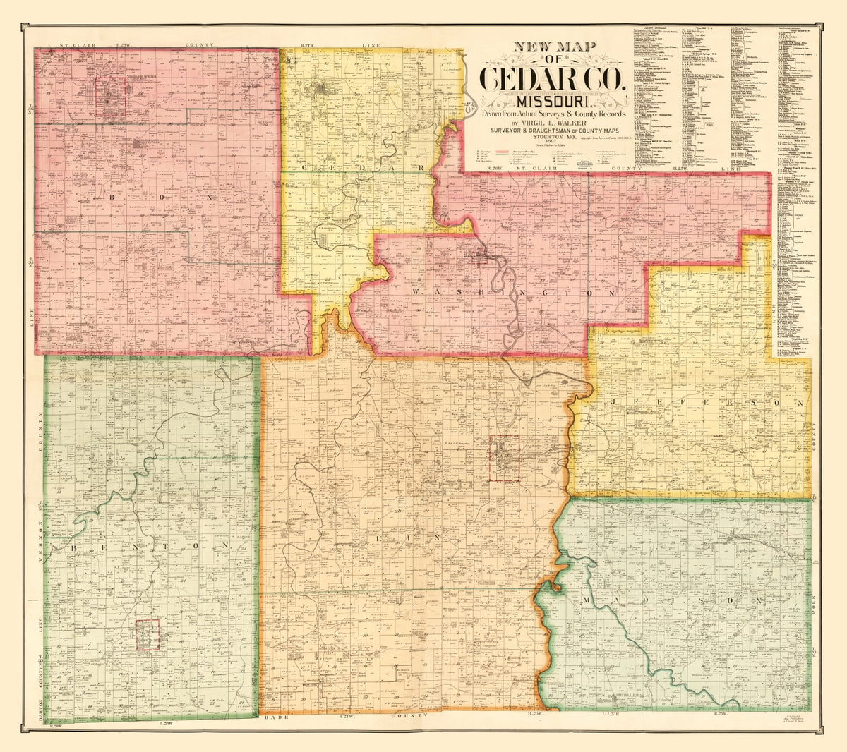 Preview of Vintage Map of Cedar County, Missouri 1897
