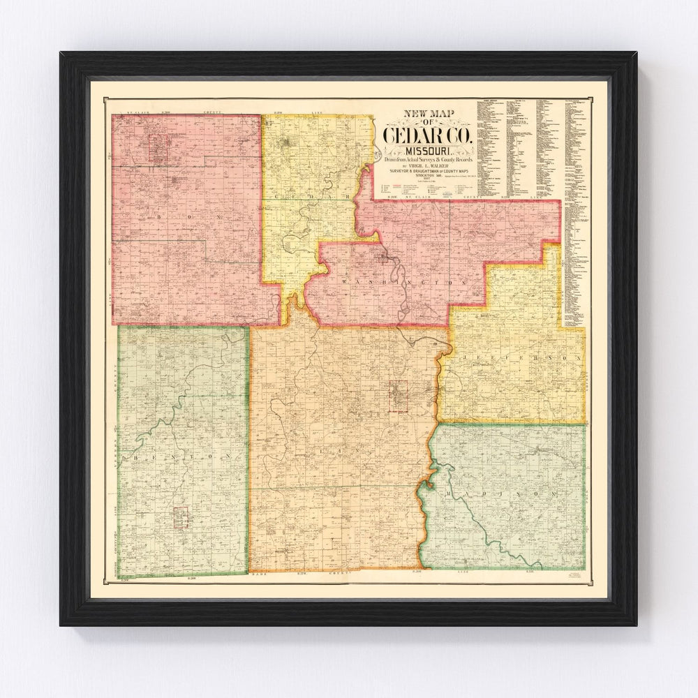Cedar County Vintage Map 1897