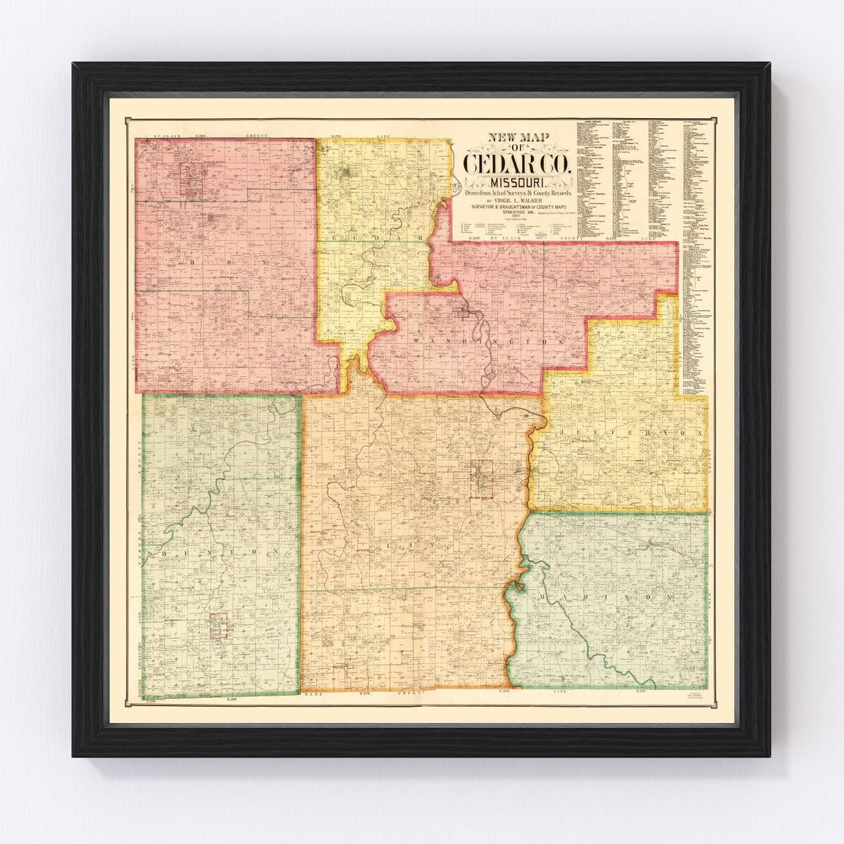 Cedar County Vintage Map 1897