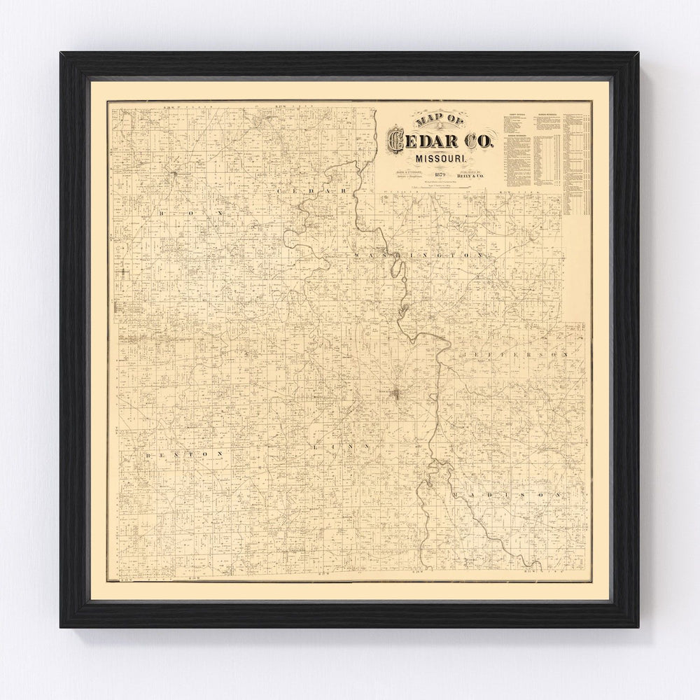 Cedar County Vintage Map 1879