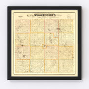 Wright County Vintage Map 1885