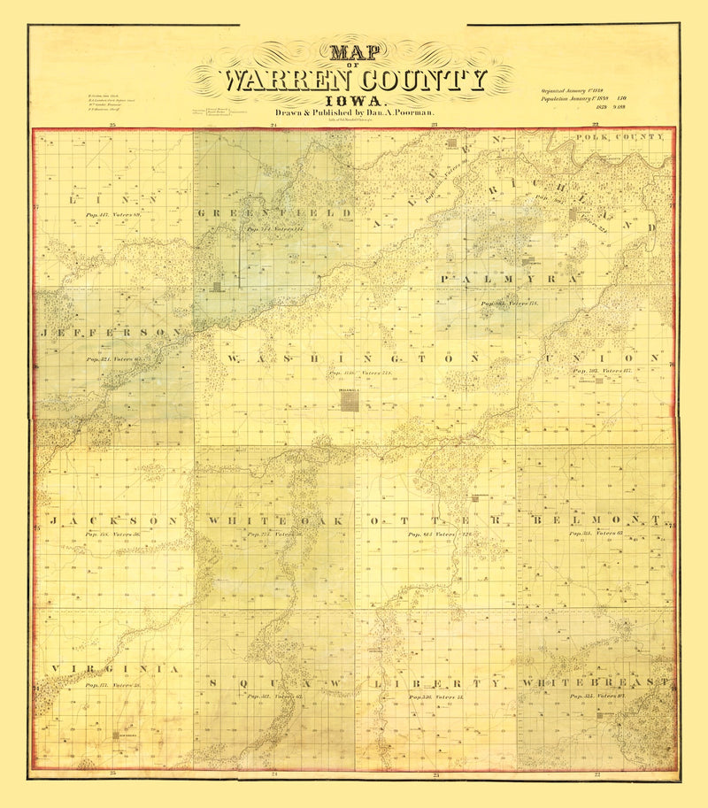 Size comparison using Vintage Map of Warren County, Iowa 1859