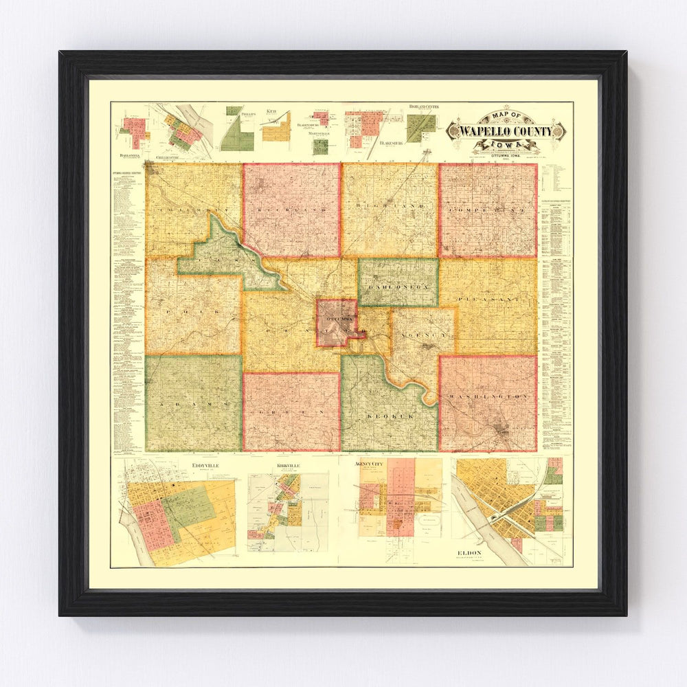 Wapello County Vintage Map 1893
