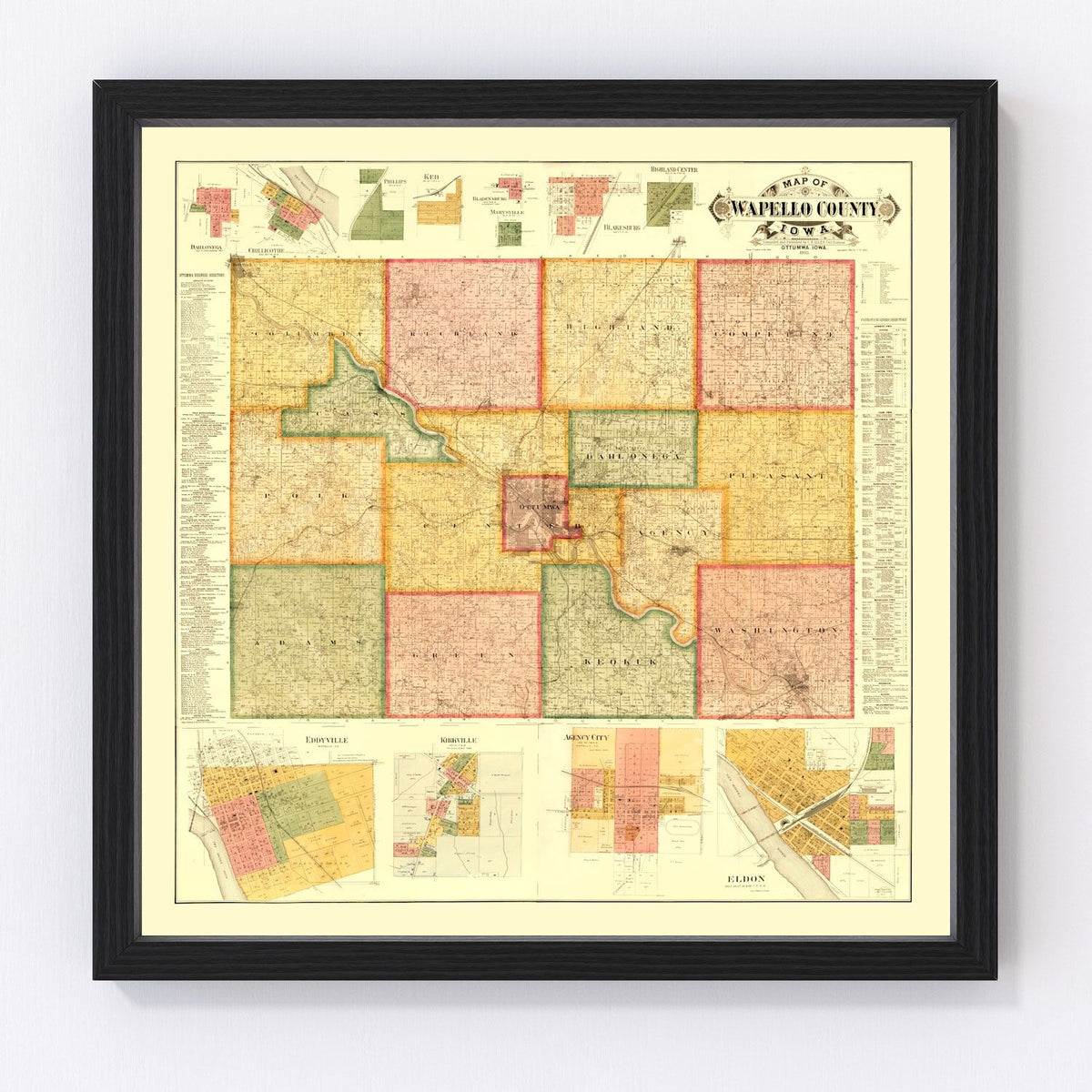 Wapello County Vintage Map 1893