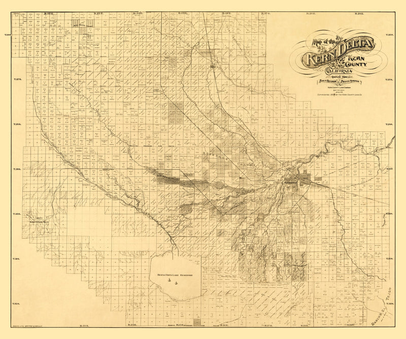 Size comparison using Vintage Map of Kern County, California 1897