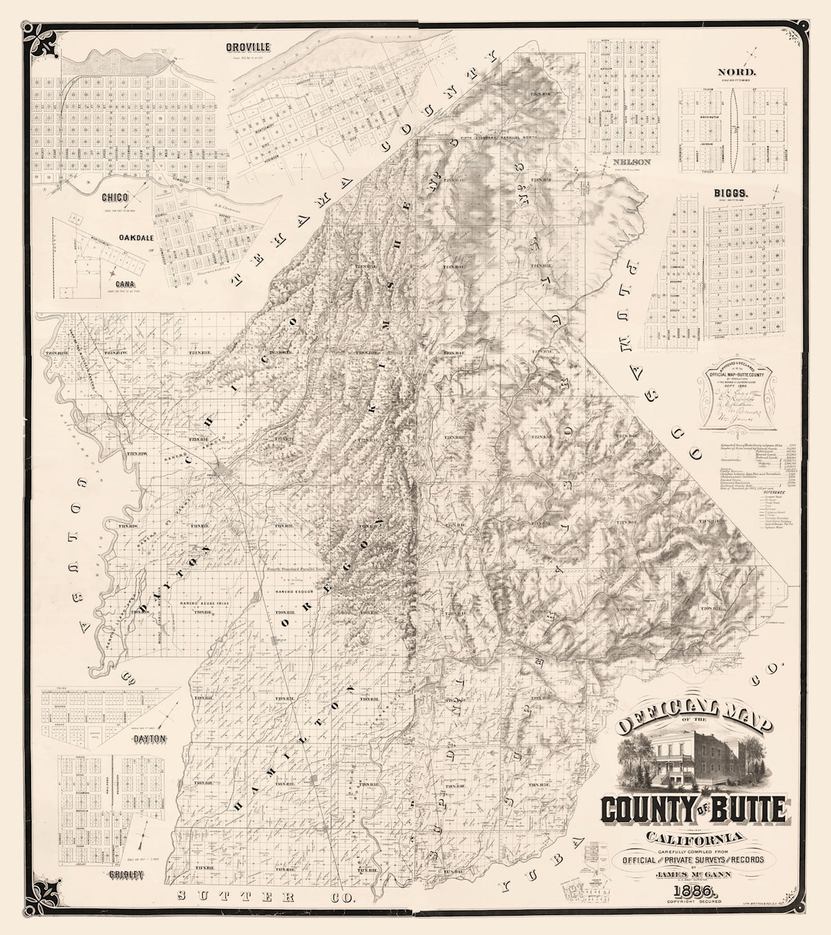 Preview of Vintage Map of Butte County, California 1886