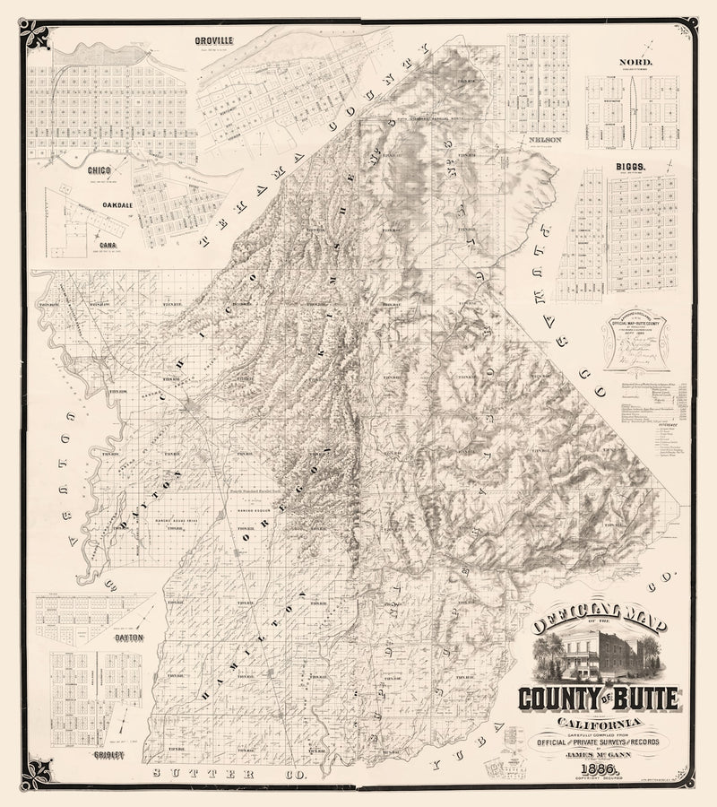Size comparison using Vintage Map of Butte County, California 1886
