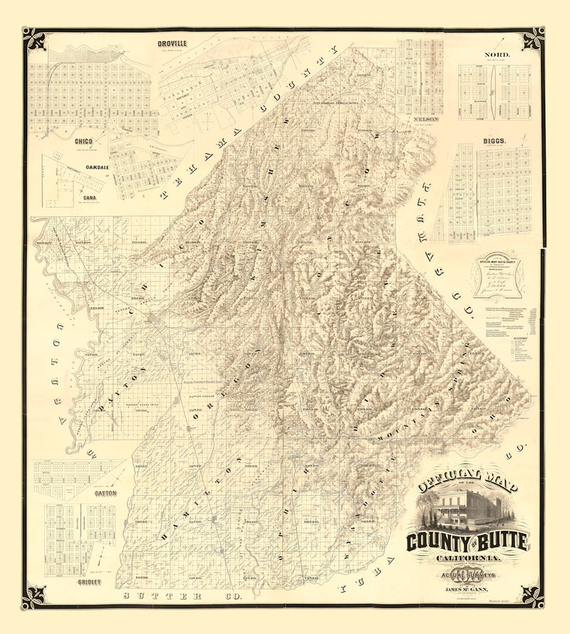 Size comparison using Vintage Map of Butte County, California 1877