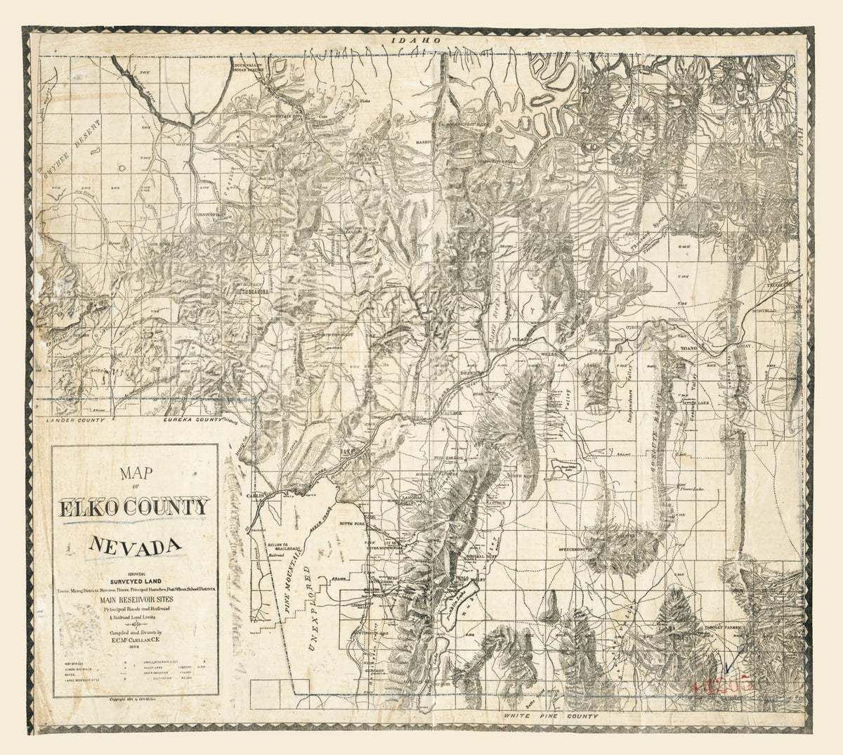 Preview of Vintage Map of Elko County, Nevada 1894