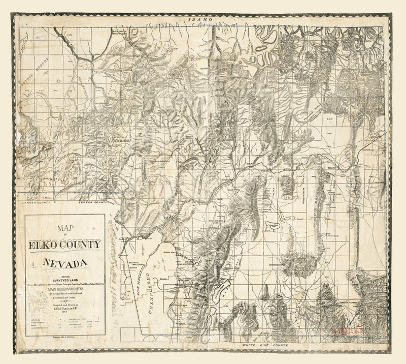 Size comparison using Vintage Map of Elko County, Nevada 1894