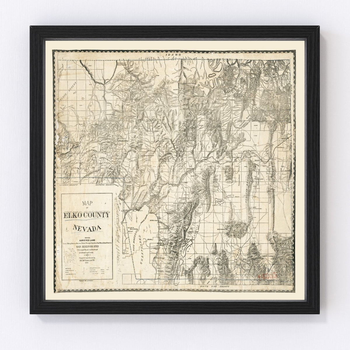 Elko County Vintage Map 1894