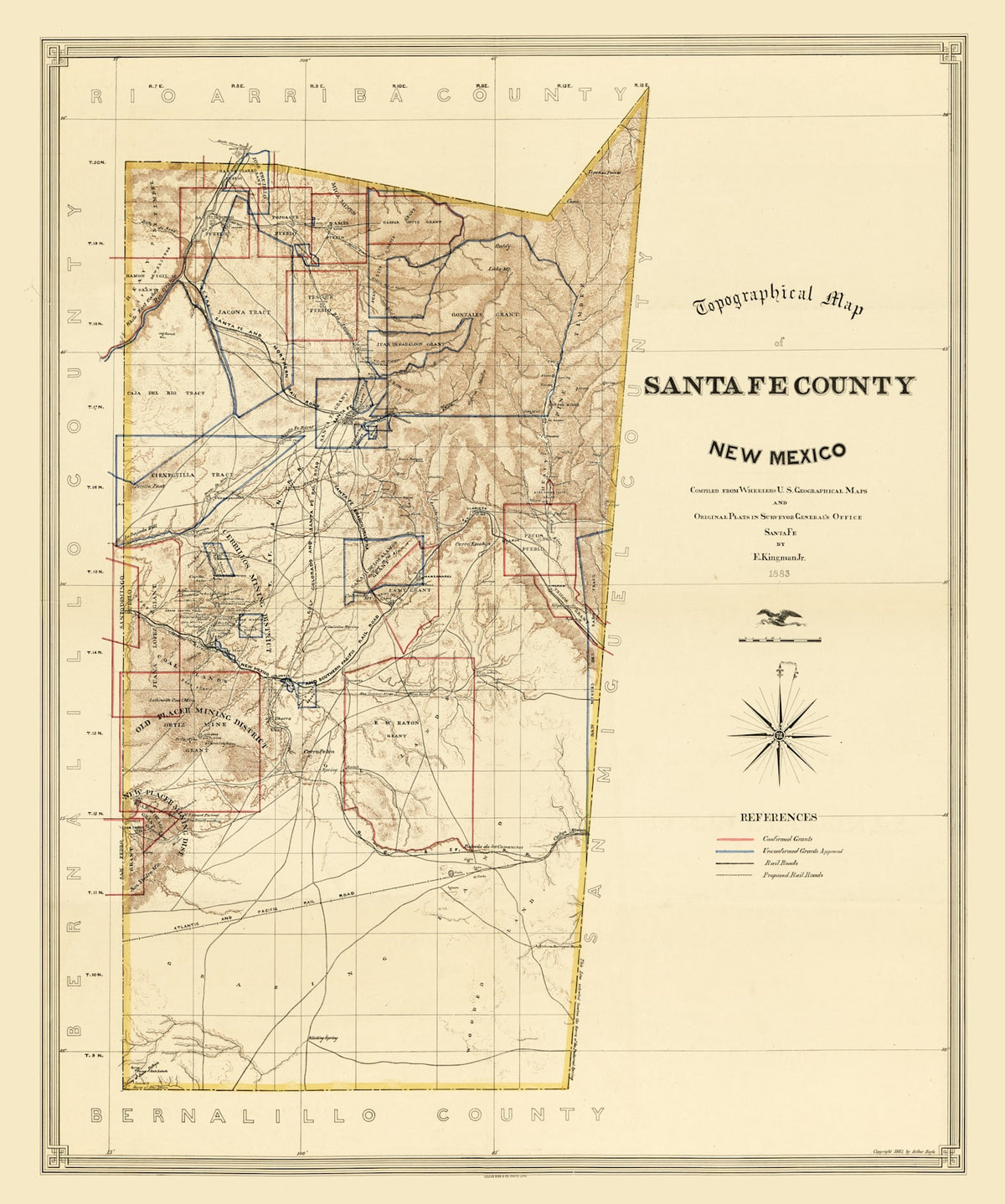 Preview of Vintage Map of Santa Fe County, New Mexico 1888