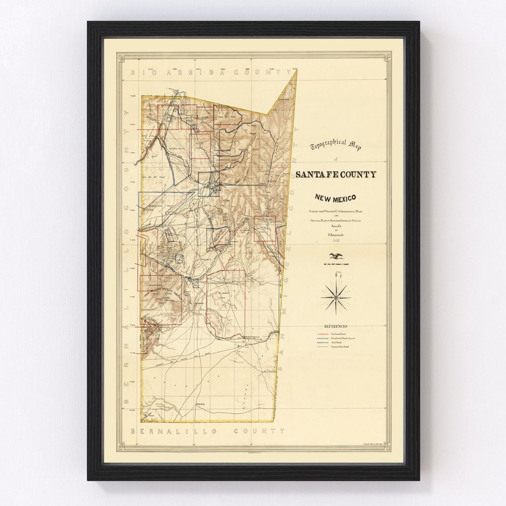 Santa Fe County Vintage Map 1888