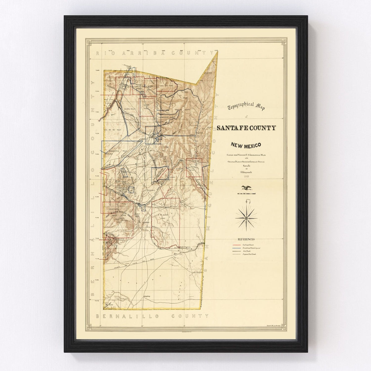 Santa Fe County Vintage Map 1888