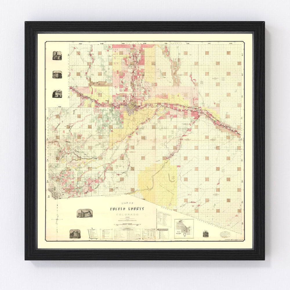 Pueblo County Vintage Map 1888