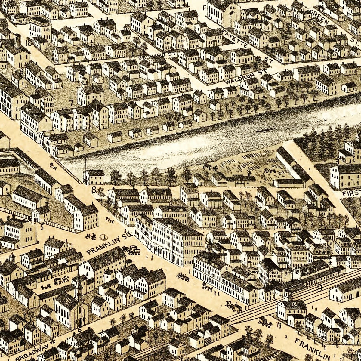 Restored historic details from the 1877 city map of Dover, New Hampshire