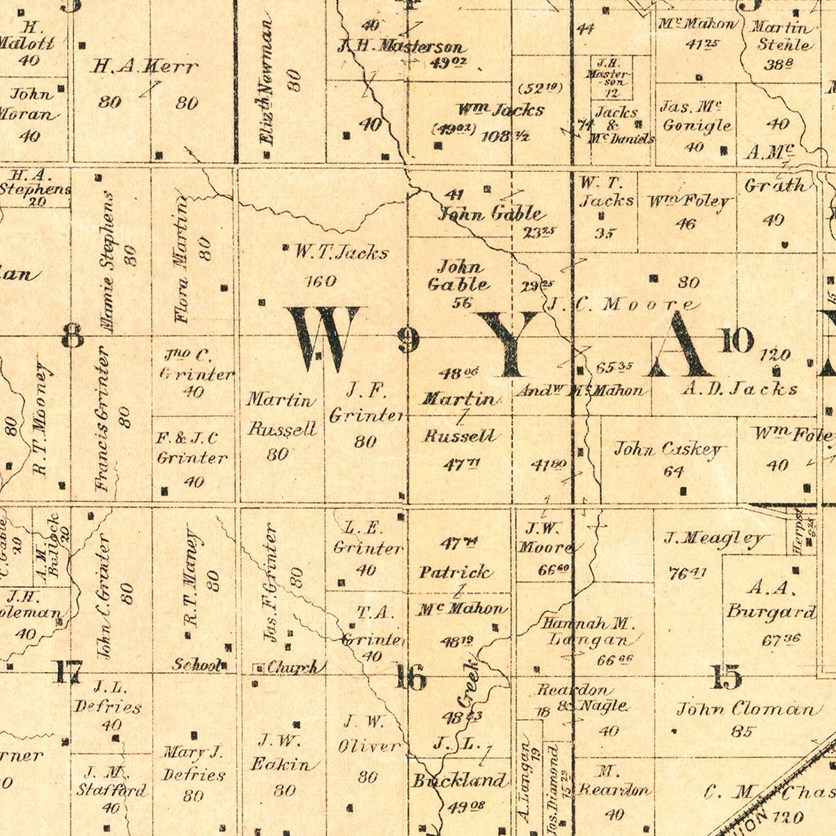 Restored historic details from the 1887 county map of Wyandotte County, Kansas