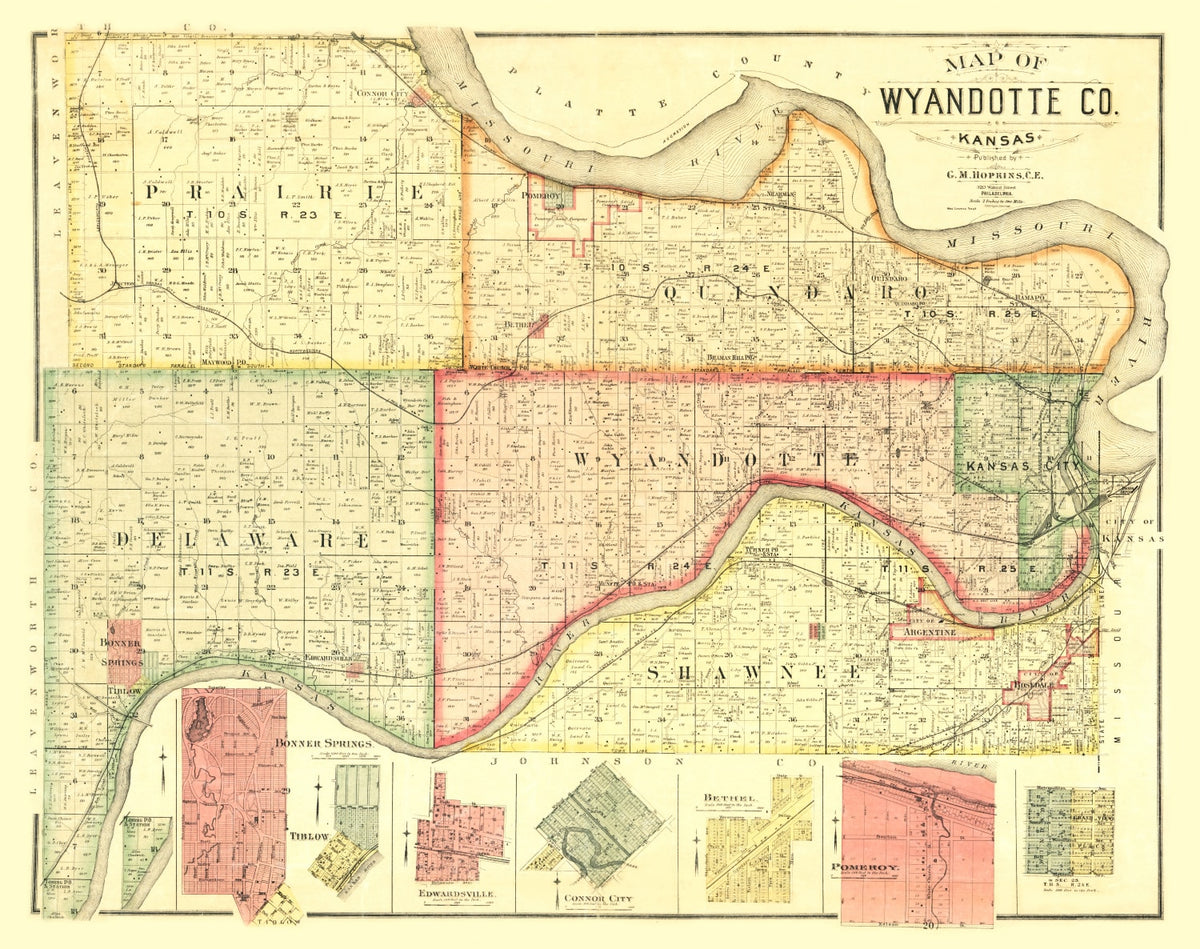 Preview of Vintage Map of Wyandotte County, Kansas 1887
