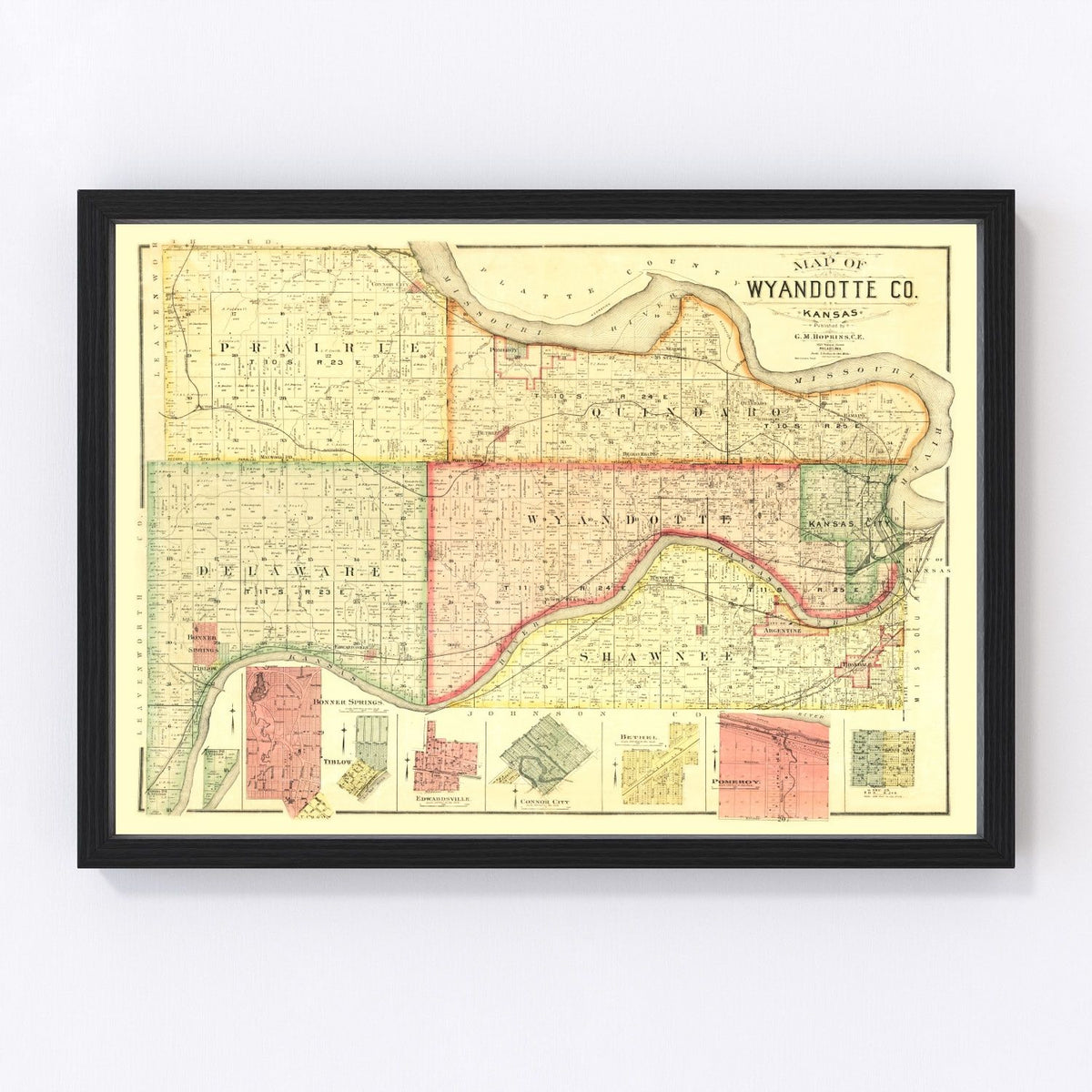 Wyandotte County Vintage Map 1887
