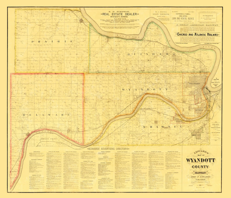 Size comparison using Vintage Map of Wyandotte County, Kansas 1885