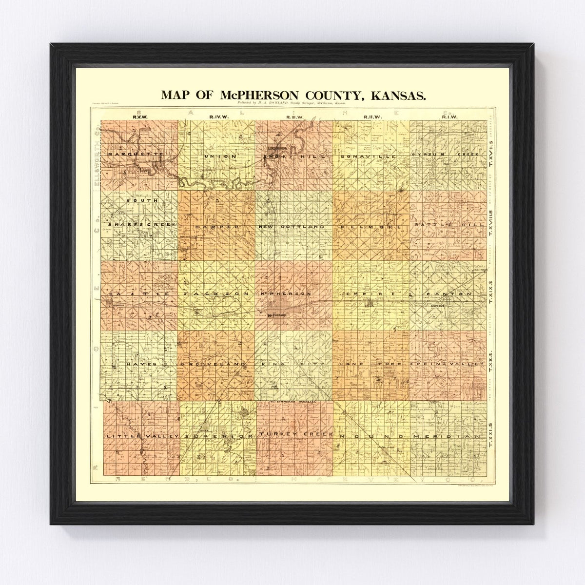 McPherson County Vintage Map 1898