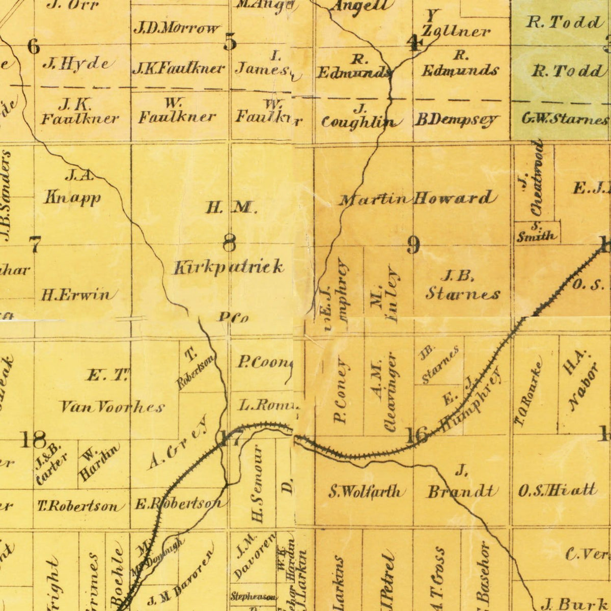 Restored historic details from the 1894 county map of Leavenworth County, Kansas