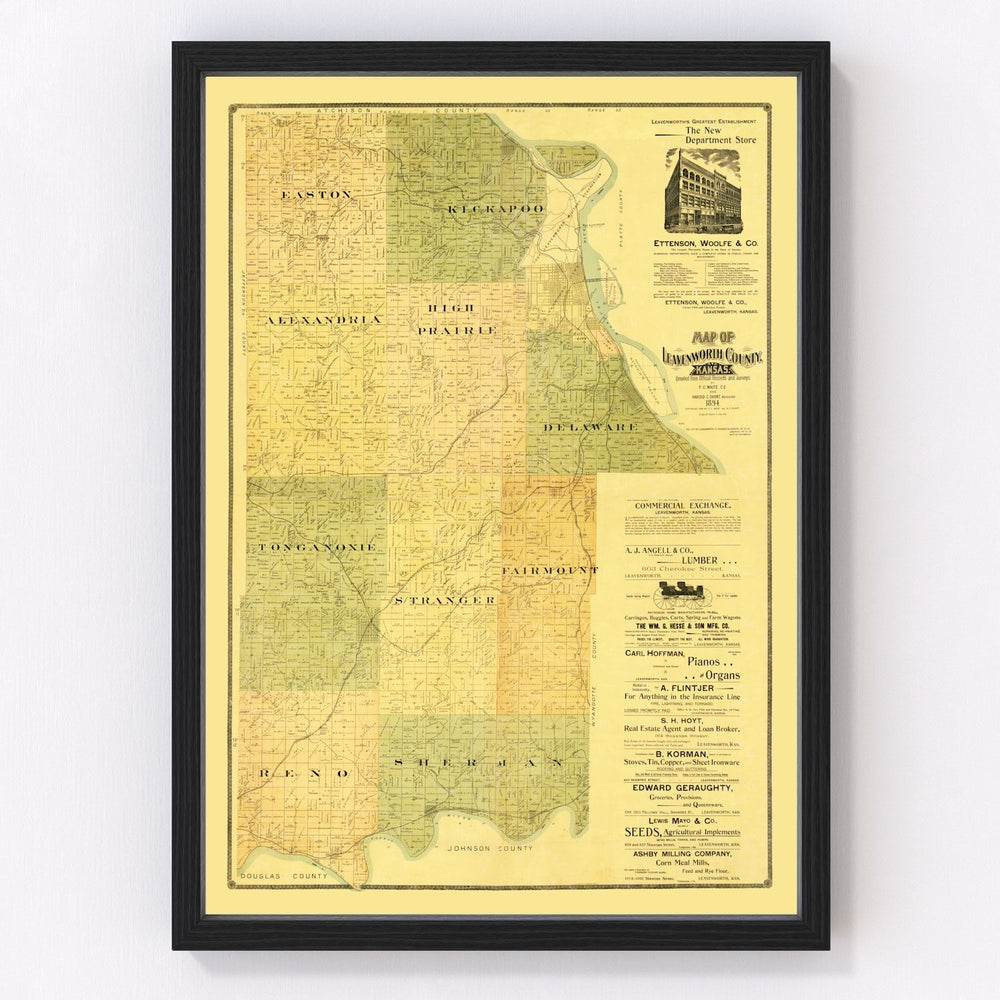 Leavenworth County Vintage Map 1894